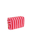 Kosmetiktasche aus Frottee – Pink mit roten Streifen