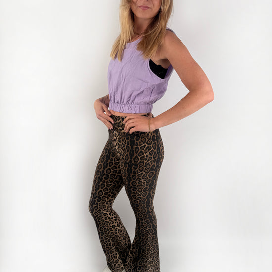 Leoparden Leggins mit Schlag.