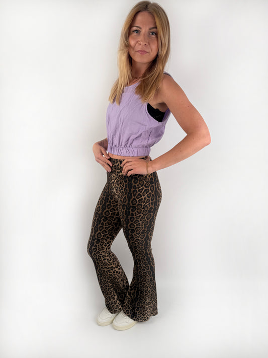 Leoparden Leggins mit Schlag.
