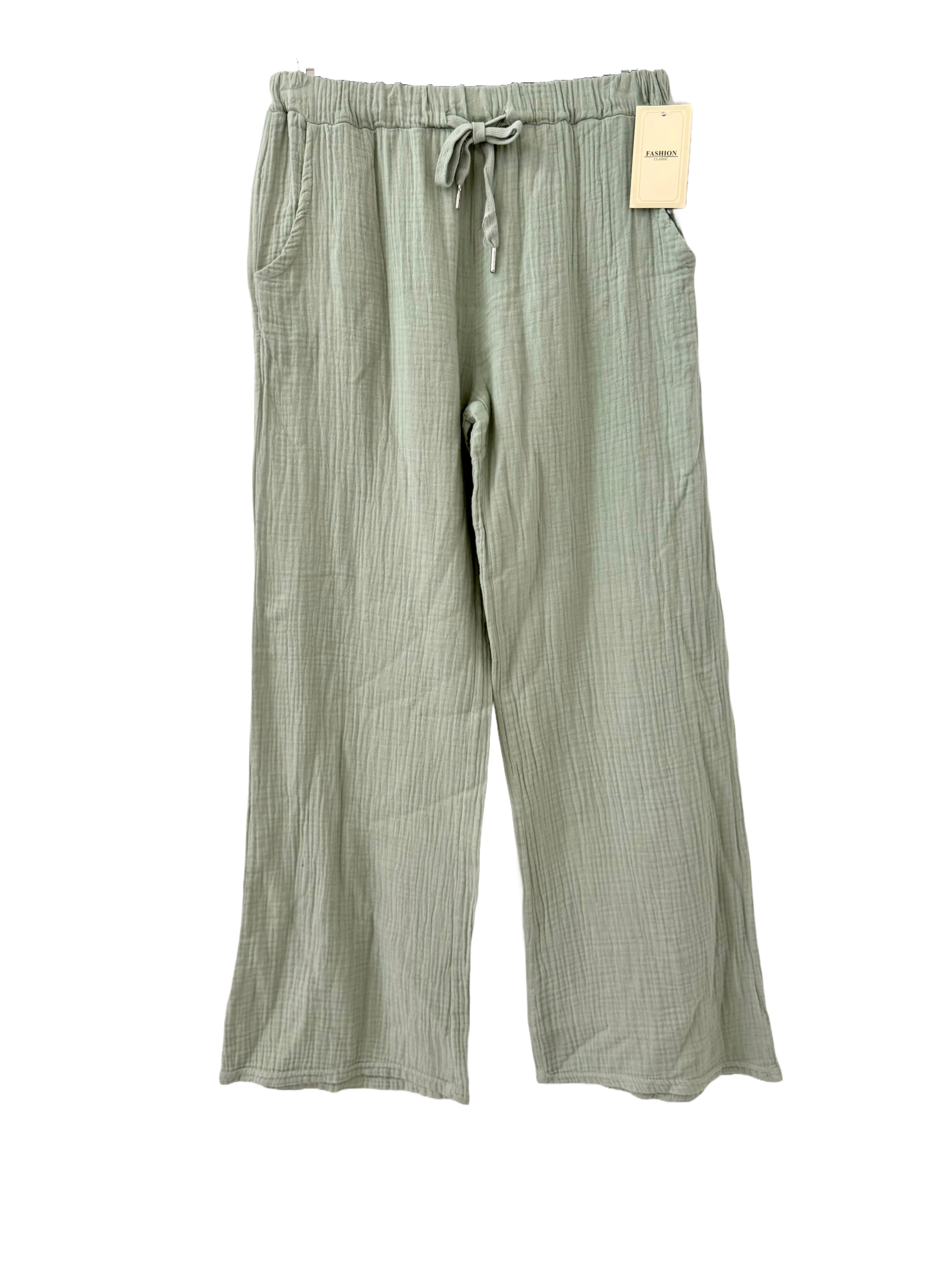 Lange Musselin Hose in oliver Farbe 