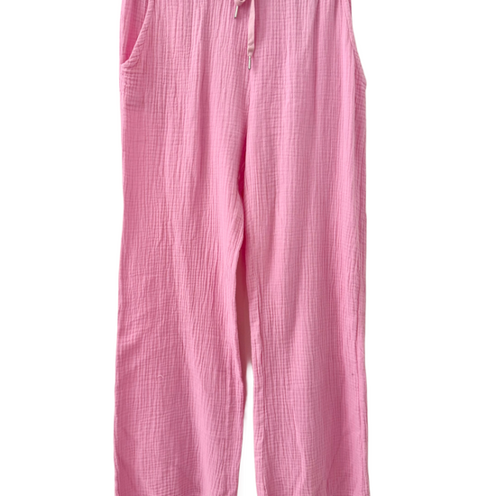 Lange Musselin Hose in rosa Farbe 