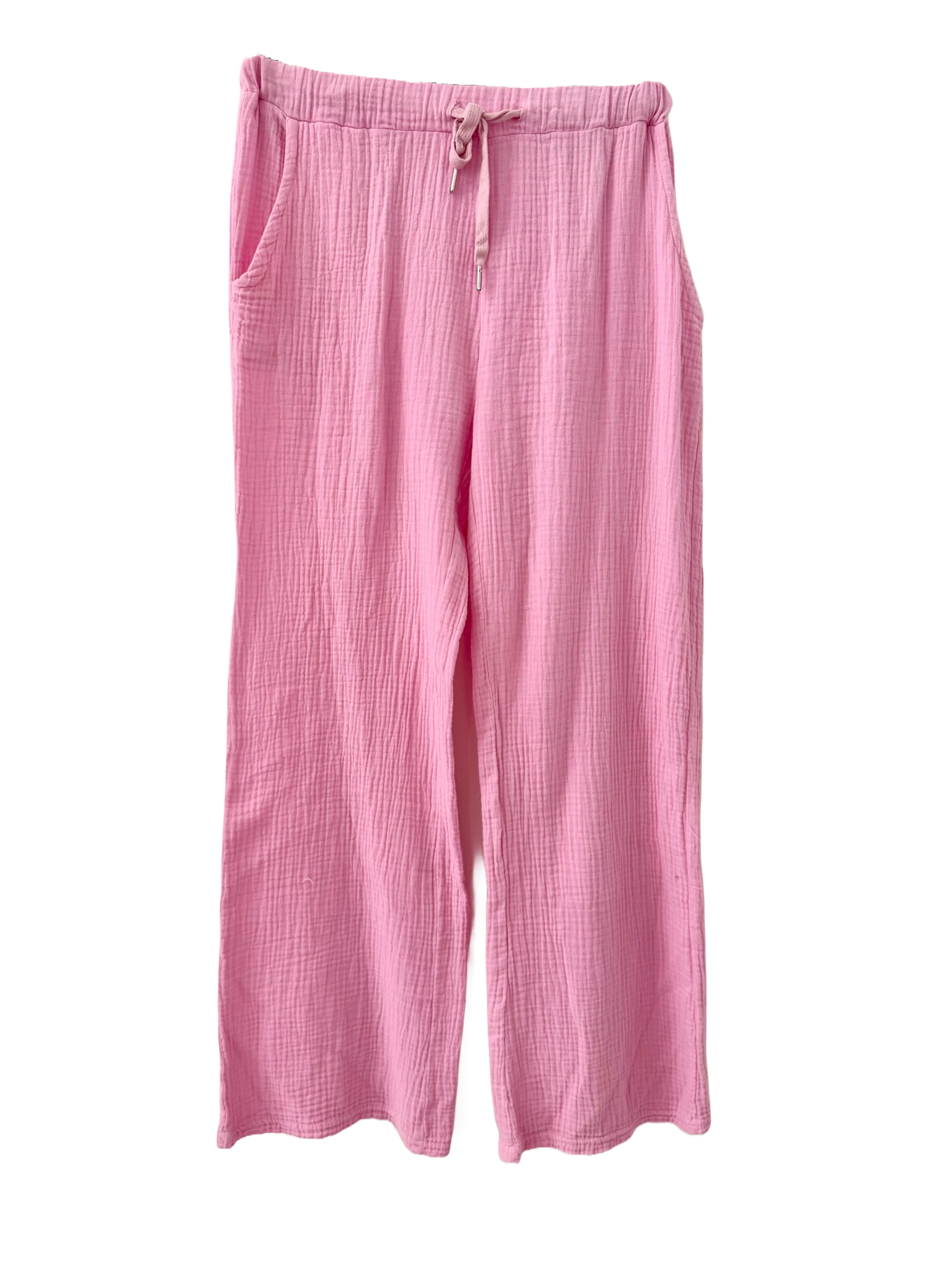 Lange Musselin Hose in rosa Farbe 