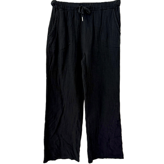 Lange Musselin Hose in schwarzer Farbe 