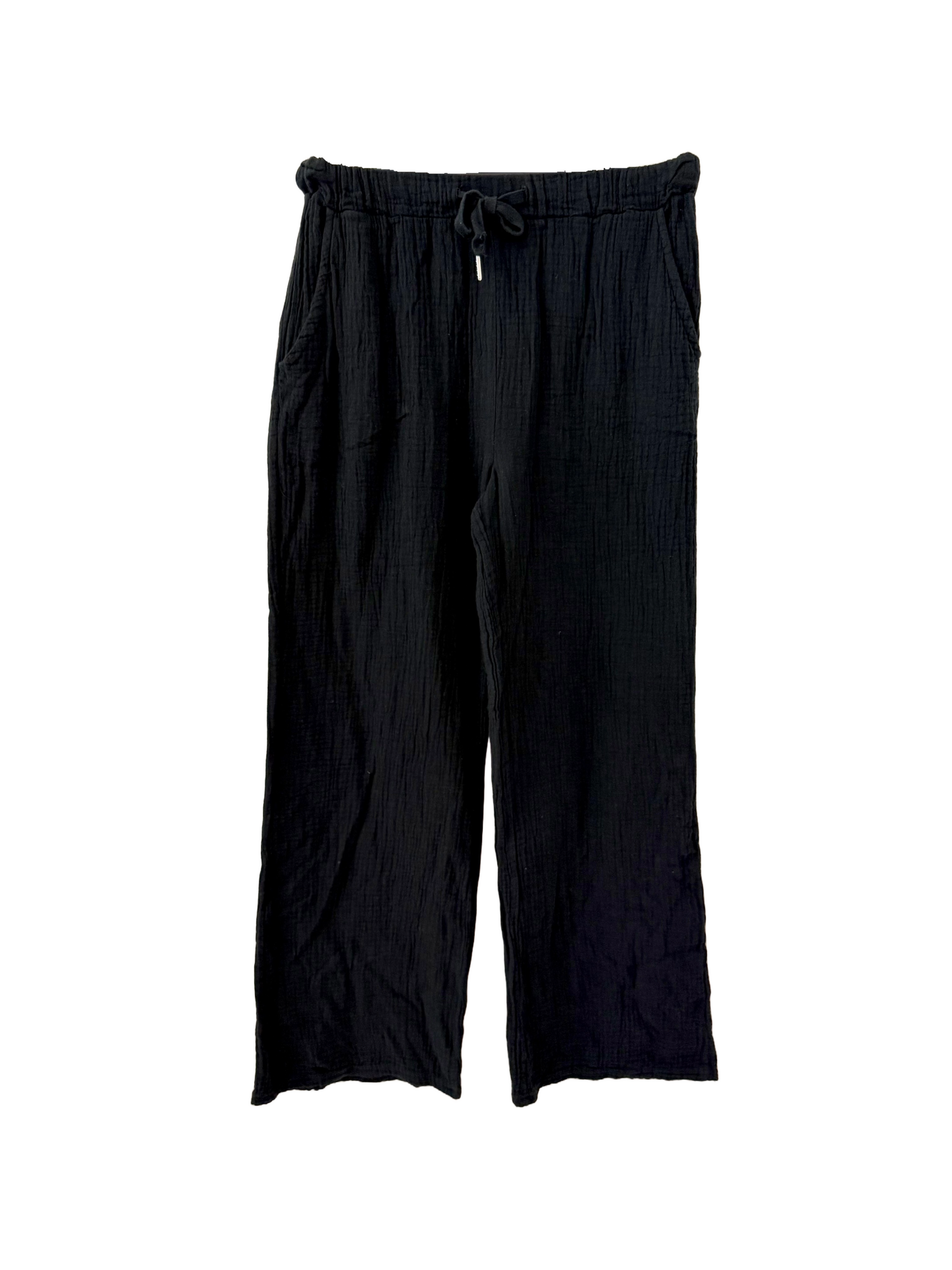 Lange Musselin Hose in schwarzer Farbe 