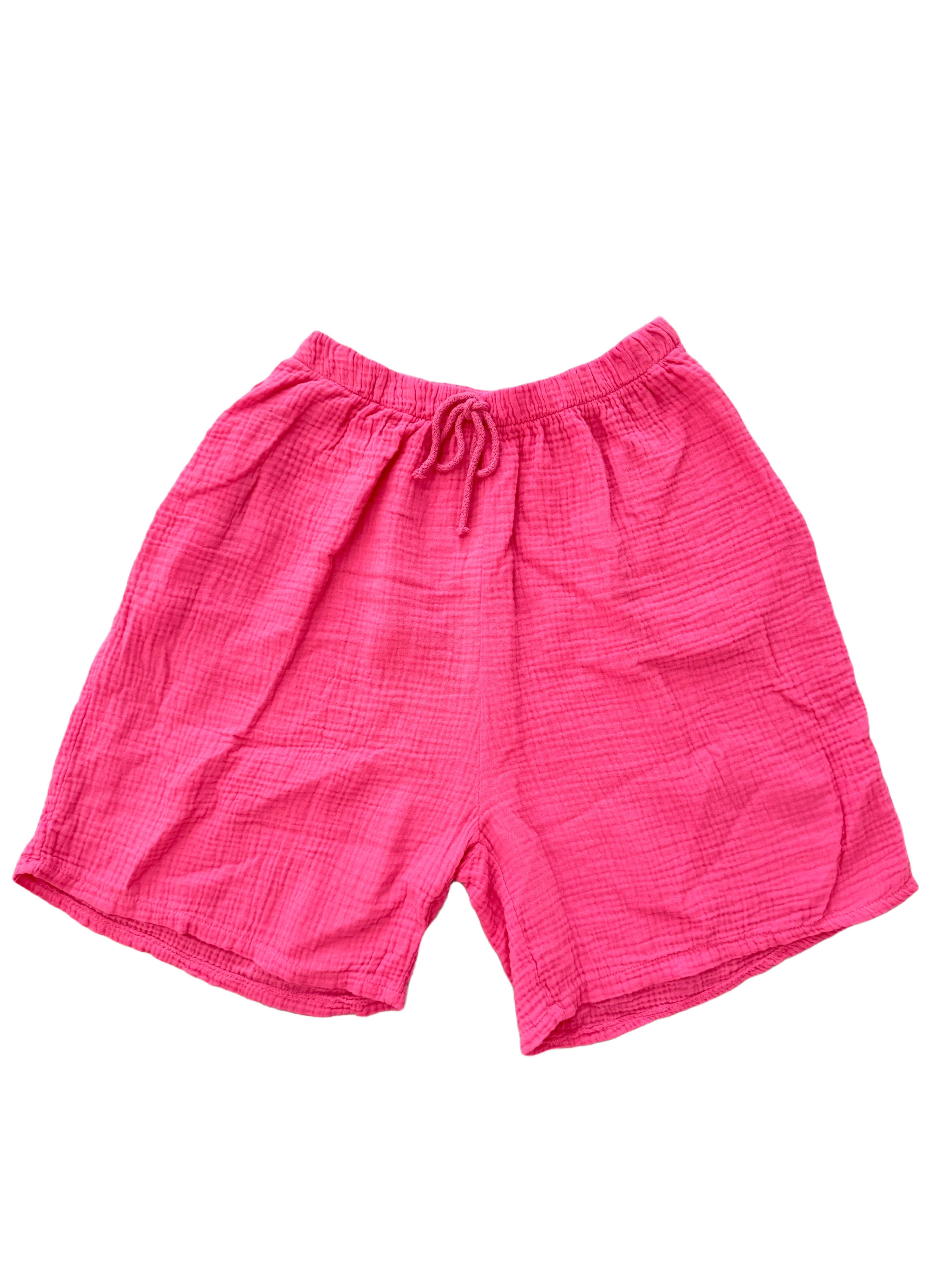 kurze Musselinshorts mit seitlichen Hosentaschen in pinker Farbe