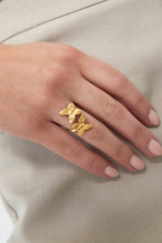 goldener Ring mit zwei Schmetterlingen.