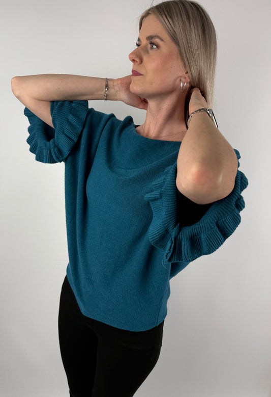 Strickoberteil mit Rüschenärmel