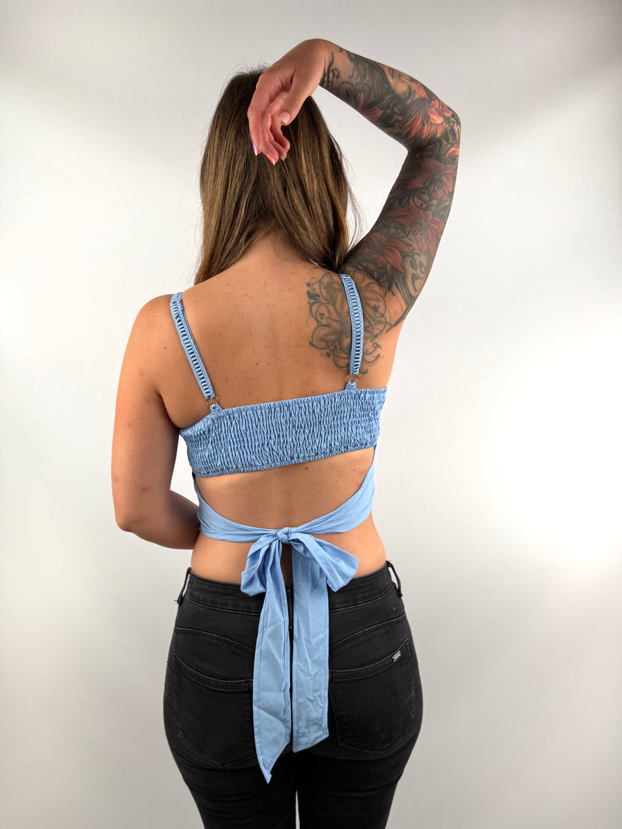 Spitzentop cropped Blumen | schwarz/weis/hellblau | useful Beauty