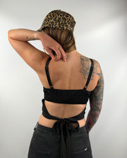 Spitzentop cropped Blumen | schwarz/weis/hellblau | useful Beauty