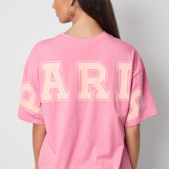 Lockeres ultra weiches T-Shirt mit Aufschrift PARIS auf Der Rückseite.