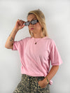 einfaches T-Shirt im ausgewaschenen Look in Pink, HEllblau und zartem Rosa.