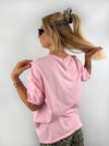 einfaches T-Shirt im ausgewaschenen Look in Pink, HEllblau und zartem Rosa.