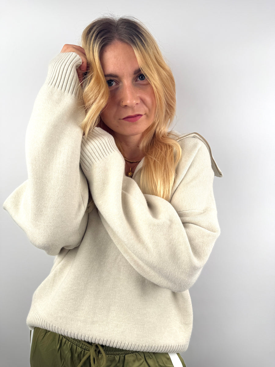 Zip Pullover mit Kragen & Reißverschluss | useful Beauty