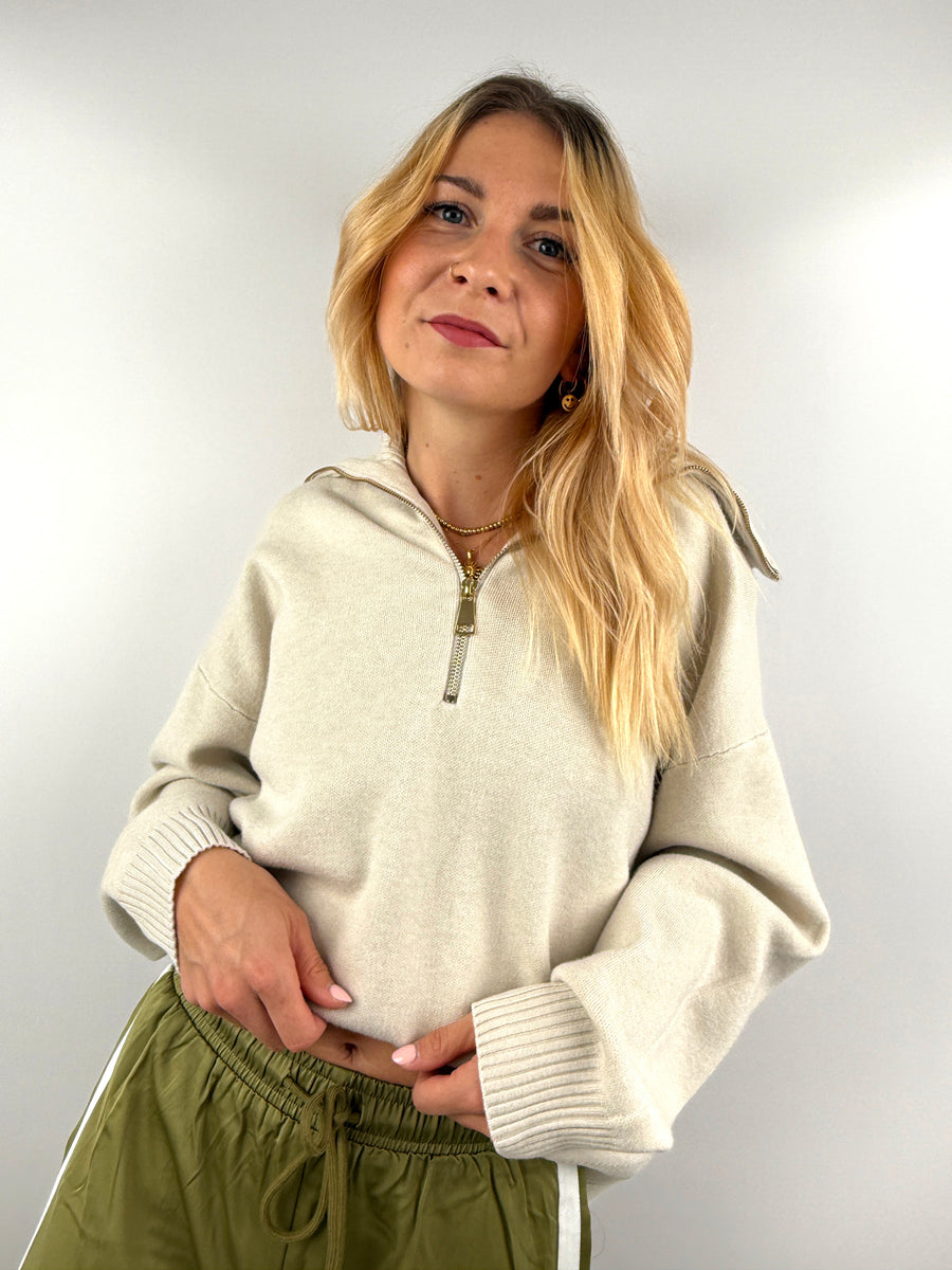 Zip Pullover mit Kragen & Reißverschluss | useful Beauty