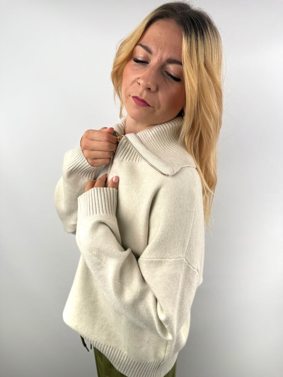 Zip Pullover mit Kragen & Reißverschluss | useful Beauty
