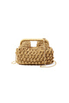 Basttasche Beige mit goldener Kette