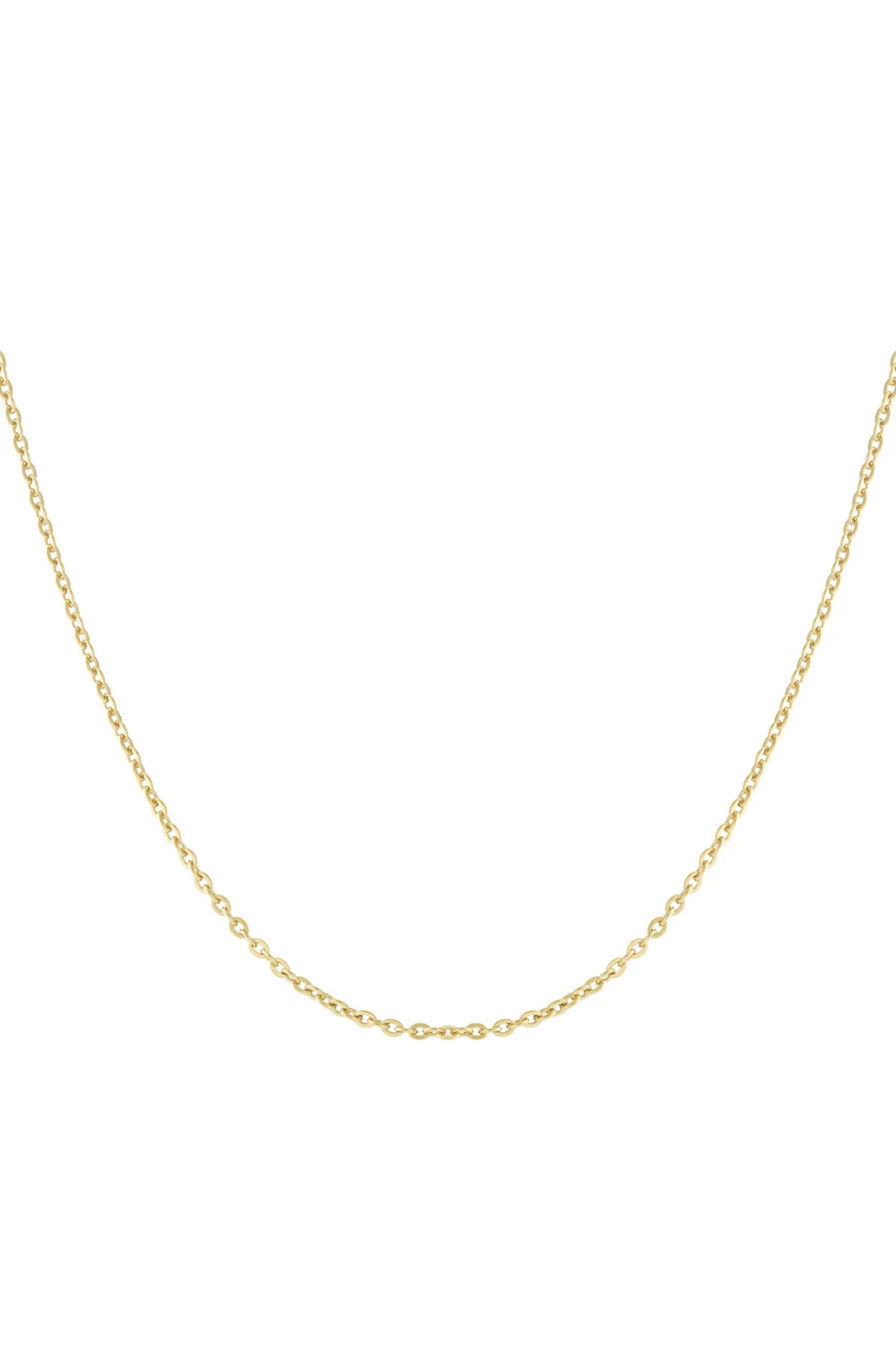 Freigestellte goldene Gliederkette aus Edelstahl vor weißem Hintergrund