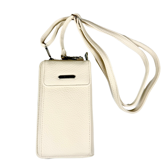 Cremefarbene kleine Handtasche mit abnehmbaren schmalen größenverstellbaren Gurt